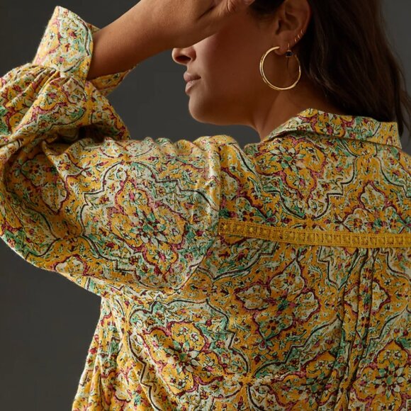 Anthropologie Pilcro Pintuck Peasant Blouse 1X Plus NWT - Picture 2 of 7